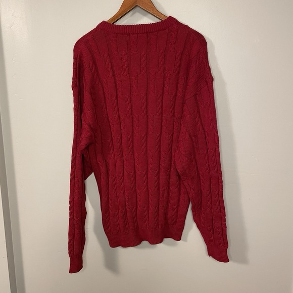 NWT Vintage Chaps Ralph Lauren Crew Neck Cable Knit Classic Red Sweater Mens XL - Picture 5 of 6